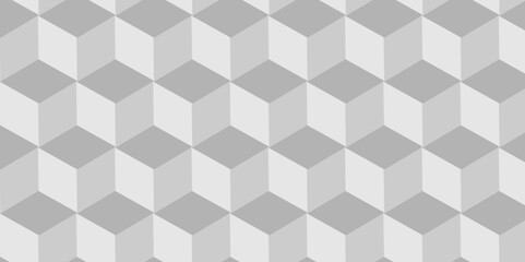 Wall Mural - Seamless geometric hexagon cube pattern background. abstract cubes geometric white and gray color hexagon technology background. digital cube honeycomb Front view of white texture for background.