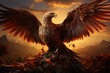 Eagle between vineyards and sun: universal symbol of redemption., generative IA