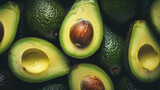 Fototapeta  - Pile of fresh avocado fruits on a farmer´s market. Natural, delicious food background.