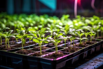 Poster - sprouting seedlings under indoor grow lights