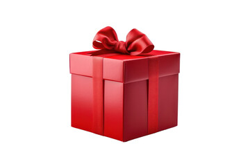 Wall Mural - christmas valentine present, red gift box with ribbon bow isolated transparent background, png,