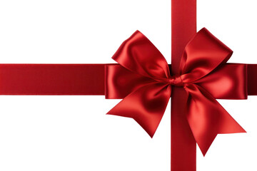 Wall Mural - Red ribbon bow isolated transparent background, PNG, Christmas present wrapping