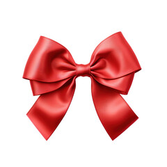 Wall Mural - Red ribbon bow isolated transparent background, PNG, Christmas present wrapping