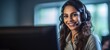 indian woman call center customer support with headset, ai