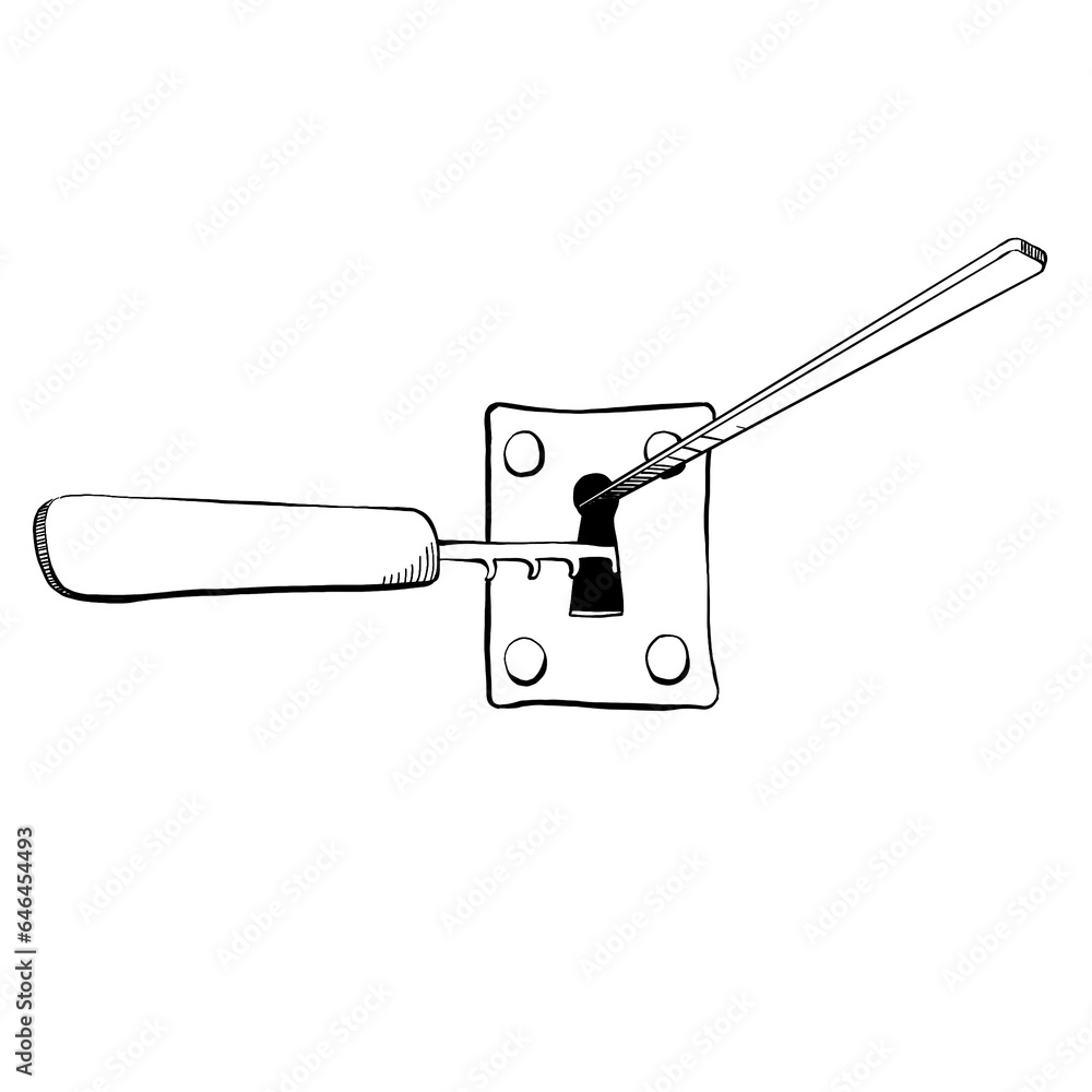 keyhole and master key line sketch. simple monochrome illustration ...