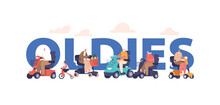 Oldies Concept With Elderly Characters Navigating On Scooters, Embodying Timeless Freedom And Resilience