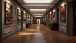 A hallway featuring recessed alcoves for displaying artwork