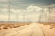 Road with pylons in desert, Bullhead City, Arizona, USA. Generative AI