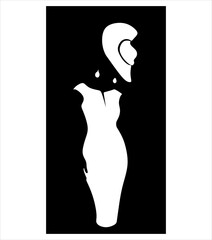 Wall Mural - Young woman in modern dress. Fashion logo. Continuous one line drawing. Vector illustration