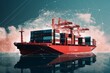 Communication technology linked to online business, depicted with a cargo ship symbolizing freight forwarding. Generative AI