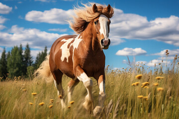 Wall Mural - a horse running in the meadow