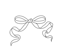 Wall Mural - vector isolated one single simple small ribbon bow gift decoration colorless black and white contour