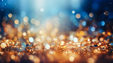 Winter Abstract Gold And Blue Shimmer Bokeh