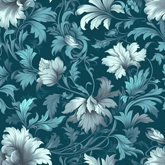  Flower patterns style of rococo decadence, AI Generated