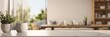 © visoot - Empty space on a tabletop with modern living room in the background, Banner.