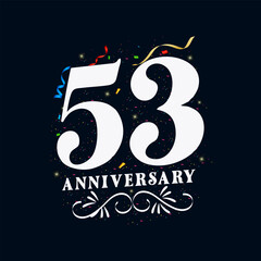 Wall Mural - 53 Anniversary luxurious Golden color 53 Years Anniversary Celebration Logo Design Template