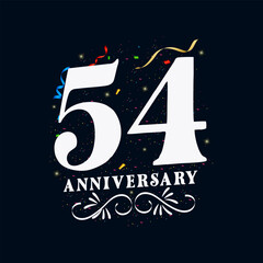 Wall Mural - 54 Anniversary luxurious Golden color 54 Years Anniversary Celebration Logo Design Template