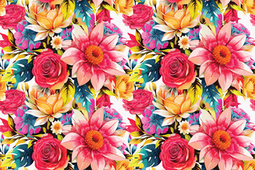 Floral shape watercolor seamless pattern.