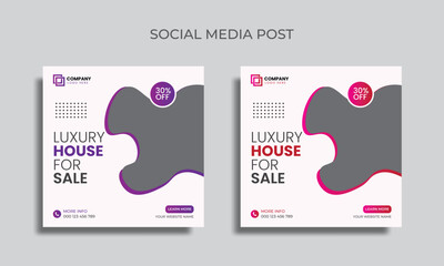 vector editable social media post design. luxury house sale social media post template.