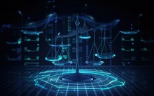 Law Scales On Background Of Data Center. AI, Generative AI