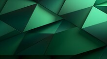 Abstract 3D Background Of Triangular Shapes In Green Colors. Modern Wallpaper Of Geometric Patterns
