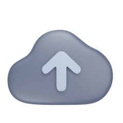 3D cloud icon with uploading  sign 