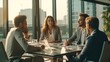 People have business meeting in office. AI generated image