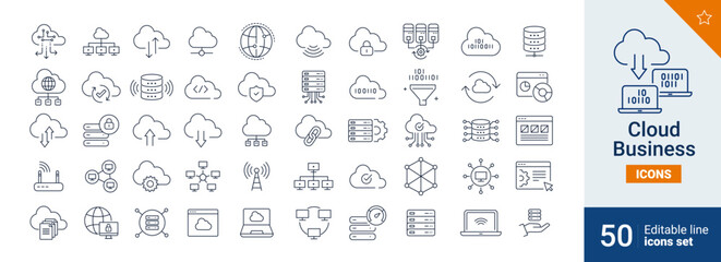 Wall Mural - cloud icons pixel perfect. storage, transfert, data, ....