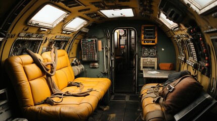 Wall Mural - inside a yellow couches in a plane