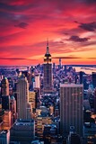 Fototapeta  - A mesmerizing urban New York sunset. Generative AI