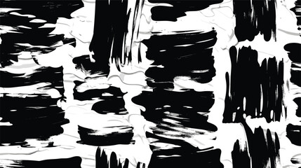 Black and white abstract brush stroke painting seamless pattern illustration. Modern paint line background in monochrome color. Messy graffiti sketch wallpaper print, rough hand drawn texture