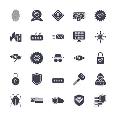 Wall Mural - vector set of cyber security icons. such as secure fingerprint, verification, shield and more. set f