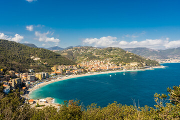 Wall Mural - Aerial view of Noli town on the Ligurian Sea,  Italy