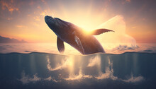 Big Whale In The Sea. Generative AI,
