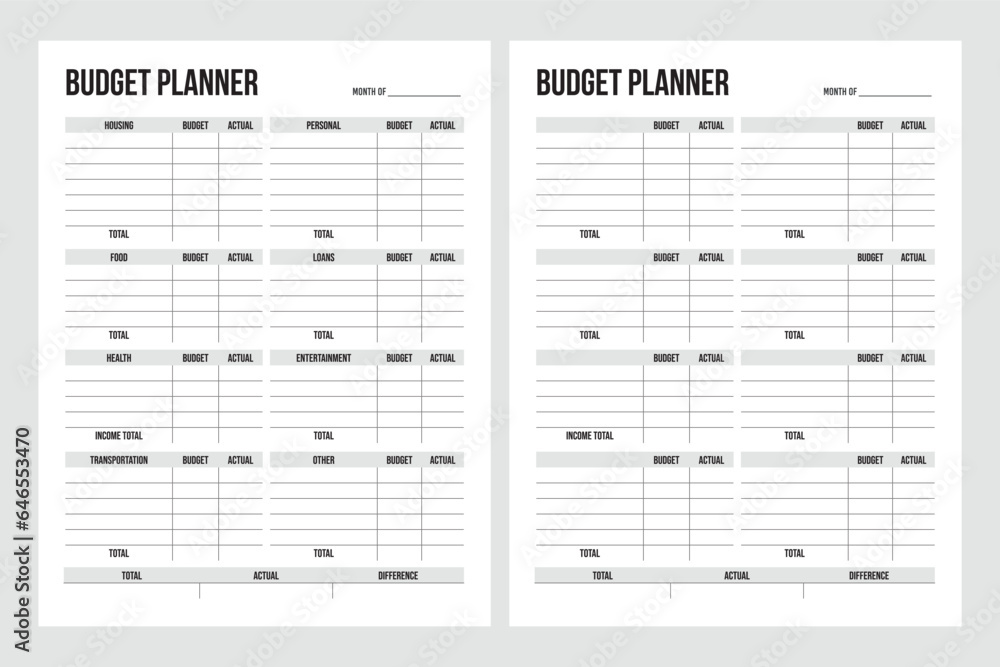 Monthly Budget Planner Printable, Budget tracker Stock Vector | Adobe Stock