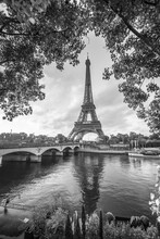 Eiffel Tower Along The Banks Of The Seine, Paris, France