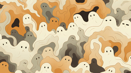 Illustrated ghost backgrounds. Backgrounds for Halloween. Illustrated ghost patterns.