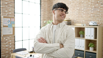 Sticker - Young hispanic man business worker smiling confident at office