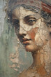 Painted portrait of young woman, fresco in style of Ancient Roman art
