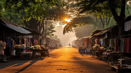 Wall Mural - countryside local street market at Thailand.