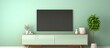 © Lasvu - TV mockup on mint wall in Japanese living room.