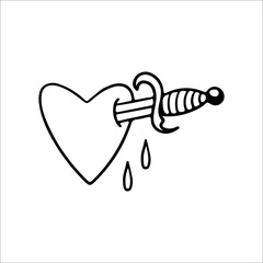 Wall Mural - vector illustration of a heart pierced by a dagger concept