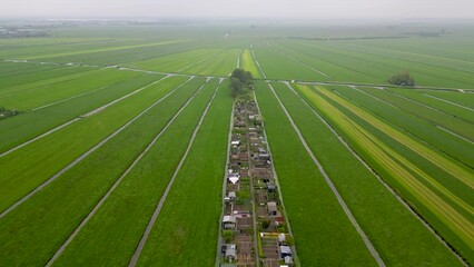 Wall Mural - Aerial view of fields in near Bodegraven city in the Netherlands.