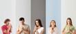 © Pixel-Shot - Set of different praying people on color background
