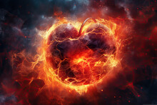 Broken Heart In Fire Valentines Sadmess, Generative AI
