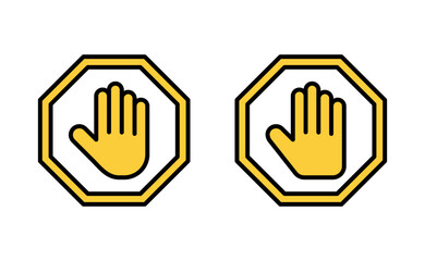 Wall Mural - Stop icon set for web and mobile app. stop road sign. hand stop sign and symbol. Do not enter stop red sign with hand