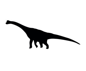 Canvas Print - Vector hand drawn flat diplodocus dinosaur silhouette isolated on white background