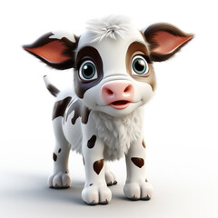 Poster - 3d cartoon cute cow