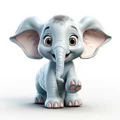 Poster - 3d cartoon cute elephant