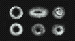 © Picture Store - Vector smoke rings. Abstract realistic round steam.